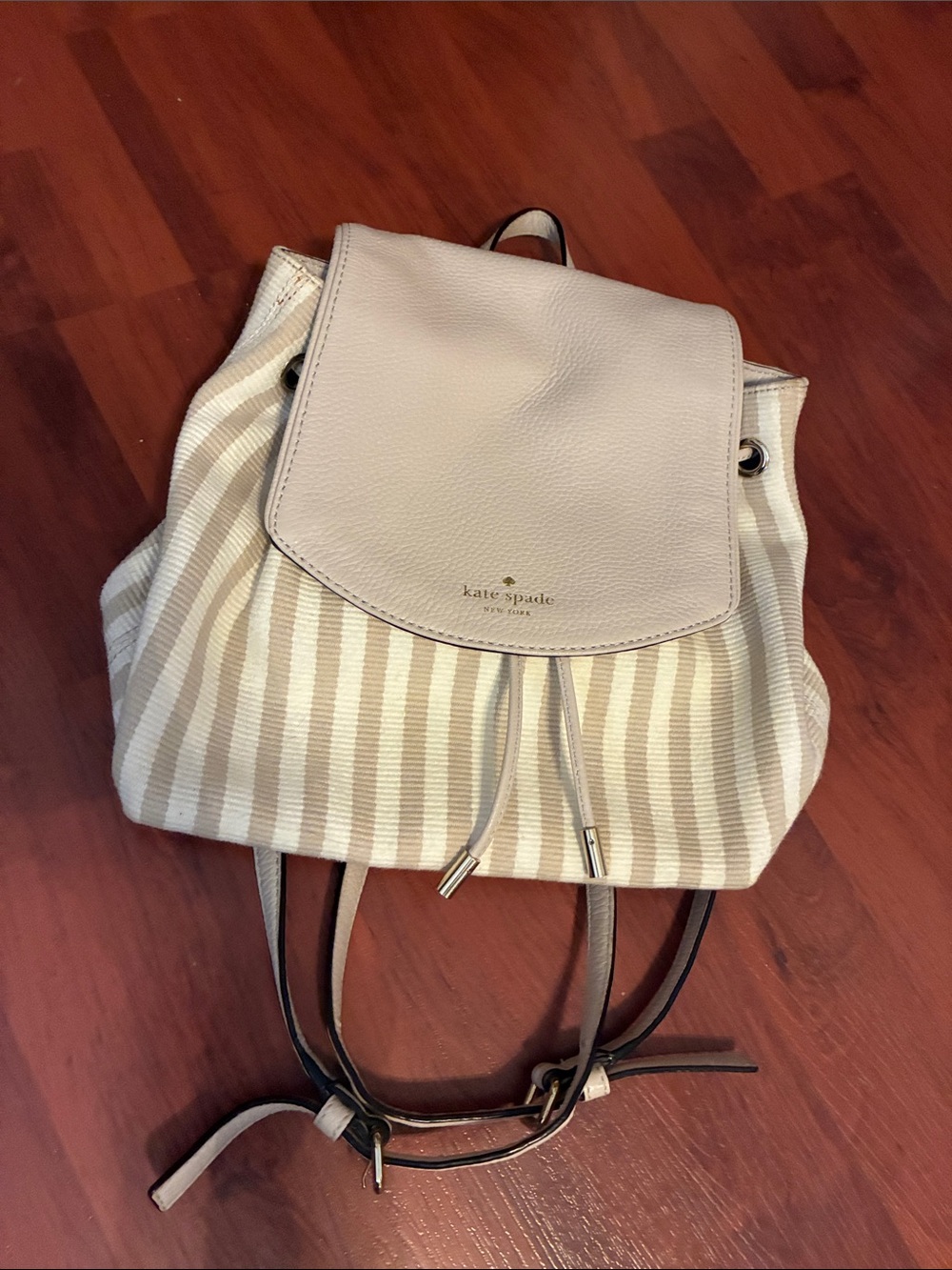 Kate Spade drawstring striped backpack 🎒